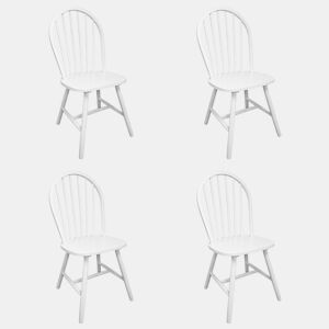 vidaXL Cadeiras de jantar 4 pcs madeira de seringueira maciça branco