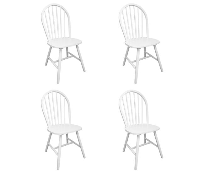 Vidaxl sillas de comedor 4 unidades madera maciza de caucho blanco