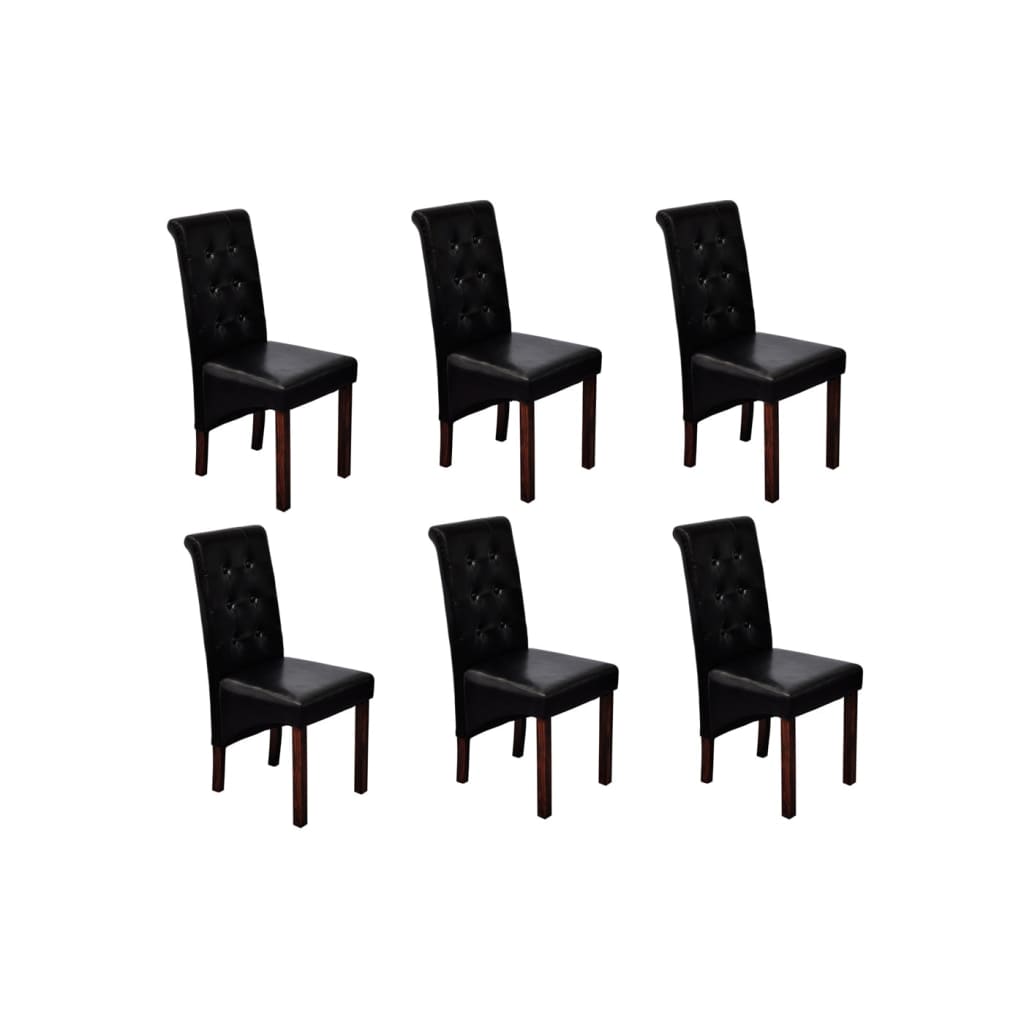 Vidaxl sillas de comedor 6 unidades cuero sintético negro