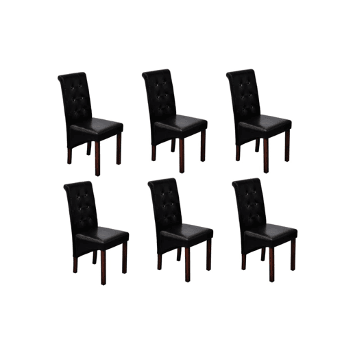 vidaXL Cadeiras de jantar 6 pcs couro artificial preto vidaXL Cadeiras de jantar 6 pcs couro artificial preto