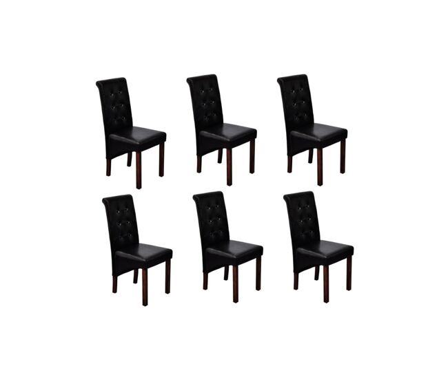 Vidaxl sillas de comedor 6 unidades cuero sintético negro