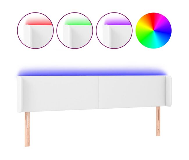 Cabecero con led cuero sintético blanco 163x16x78/88 cm