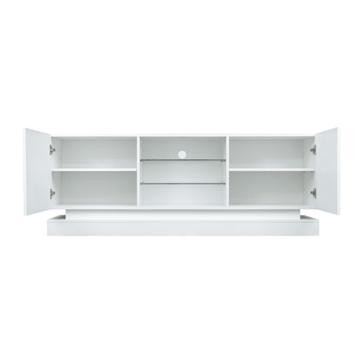 Móvel de TV 160cm de painel de partículas com luz LED e 2 portas,branco