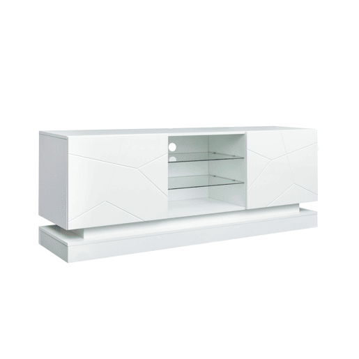 Móvel de TV 160cm de painel de partículas com luz LED e 2 portas,branco