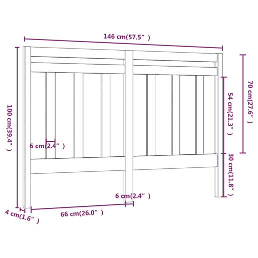 vidaXL Cabeceira de cama 146x4x100 cm pinho maciço cinzento