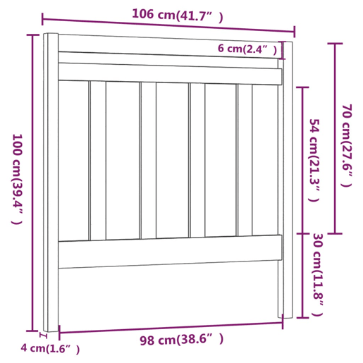 vidaXL Cabeceira de cama 106x4x100 cm pinho maciço castanho mel vidaXL Cabeceira de cama 106x4x100 cm pinho maciço castanho mel