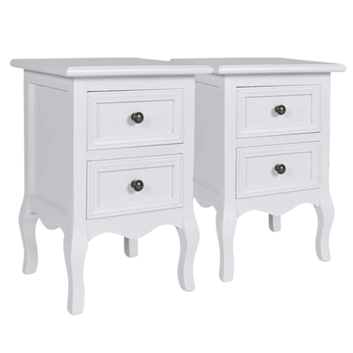 vidaXL Mesas-de-cabeceira com 2 gavetas 2 pcs MDF branco vidaXL Mesas-de-cabeceira com 2 gavetas 2 pcs MDF branco