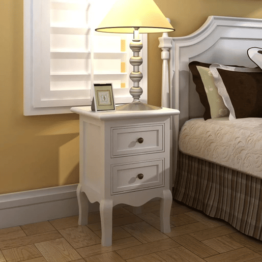 vidaXL Mesas-de-cabeceira com 2 gavetas 2 pcs MDF branco vidaXL Mesas-de-cabeceira com 2 gavetas 2 pcs MDF branco