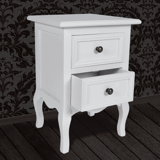 vidaXL Mesas-de-cabeceira com 2 gavetas 2 pcs MDF branco vidaXL Mesas-de-cabeceira com 2 gavetas 2 pcs MDF branco