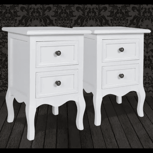 vidaXL Mesas-de-cabeceira com 2 gavetas 2 pcs MDF branco vidaXL Mesas-de-cabeceira com 2 gavetas 2 pcs MDF branco