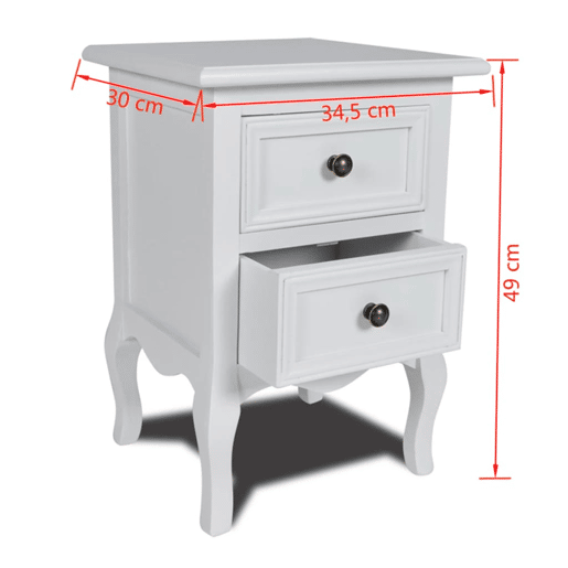 vidaXL Mesas-de-cabeceira com 2 gavetas 2 pcs MDF branco vidaXL Mesas-de-cabeceira com 2 gavetas 2 pcs MDF branco