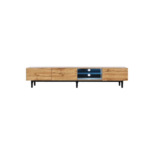 Móvel de TV 175cm de MDF com luz LED e 3 portas,madeira