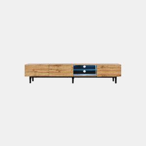 Móvel de TV 175cm de MDF com luz LED e 3 portas,madeira