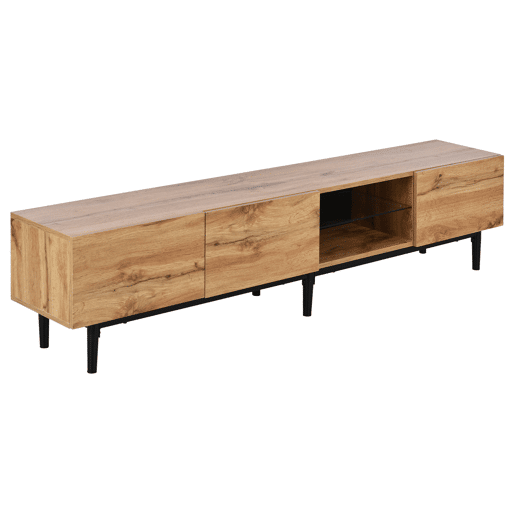 Móvel de TV 175cm de MDF com luz LED e 3 portas,madeira