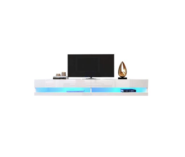 Mueble TV colgante 140cm de alto brillo de MDF con luz LED,blanco