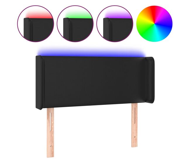 Cabecero con led cuero sintético negro 93x16x78/88 cm