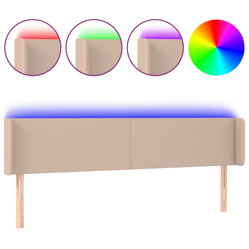 Cabecero con led cuero sintético capuchino 203x16x78/88 cm