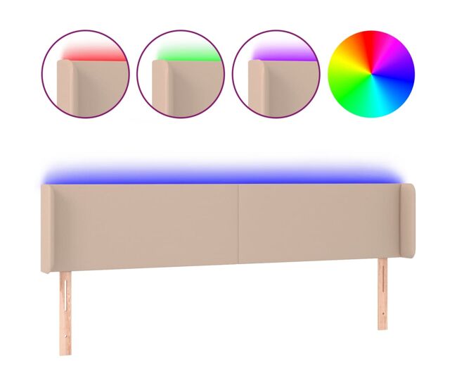 Cabecero con led cuero sintético capuchino 203x16x78/88 cm