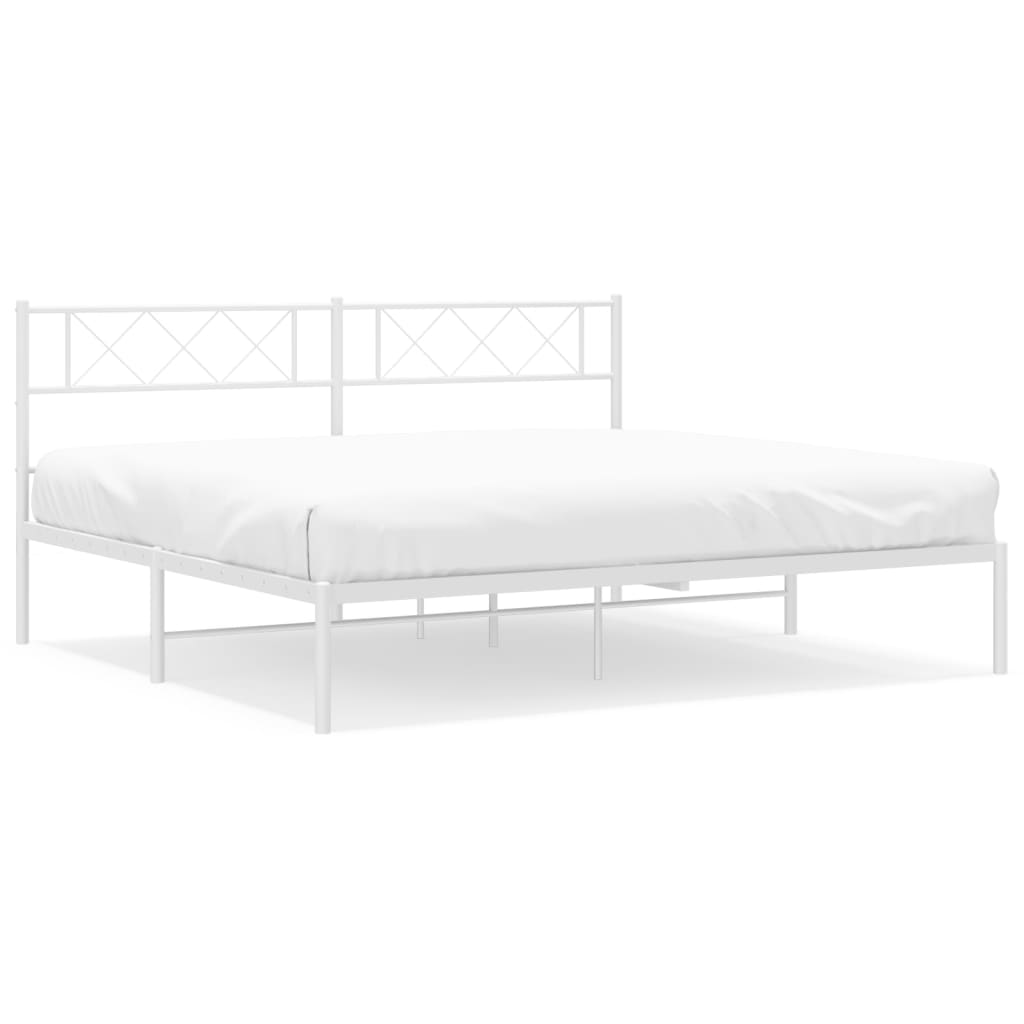 Estructura de cama de metal con cabecero blanco 180x200 cm con cabecero