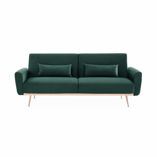 Sofá-cama de veludo de 2 a 3 lugares, Oskar veludo, Verde inglês, 206.5x84x85 cm