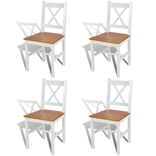 Cadeiras de Jantar de Madeira Brancas 4 peças