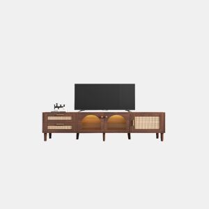 Móvel de TV 180cm de painel de partículas com luz LED,3 portas e 2 gavetas,castanho