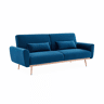 Sofá-cama de veludo de 2 a 3 lugares, Oskar veludo, Azul, 85x206.5x84 cm
