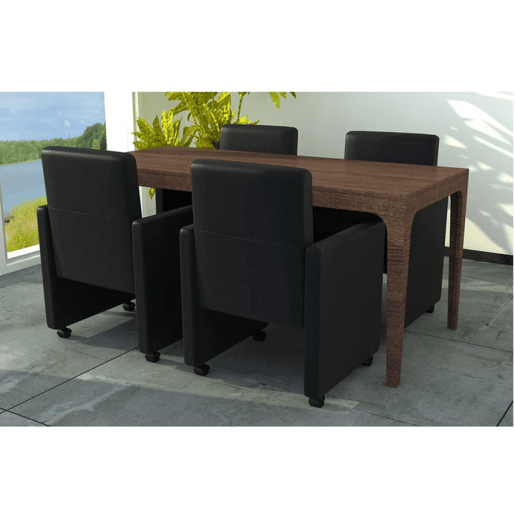 vidaXL Cadeiras de jantar 4 pcs couro artificial preto vidaXL Cadeiras de jantar 4 pcs couro artificial preto
