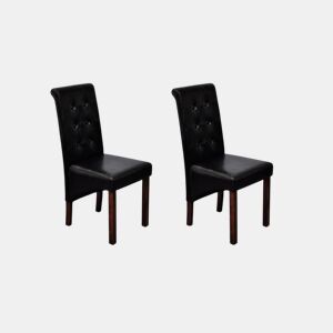 vidaXL Cadeiras de jantar 2 pcs couro artificial preto