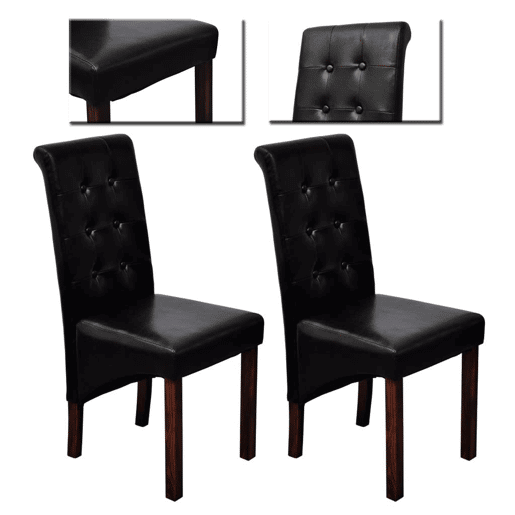 vidaXL Cadeiras de jantar 2 pcs couro artificial preto vidaXL Cadeiras de jantar 2 pcs couro artificial preto