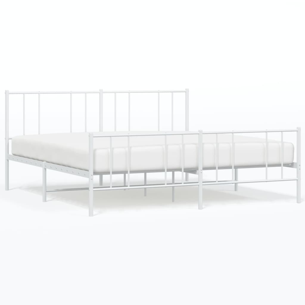Estructura cama metal con cabecero y estribo blanco 200x200 cm con cabecero y pie de cama
