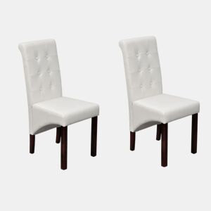 vidaXL Cadeiras de jantar 2 pcs couro artificial branco