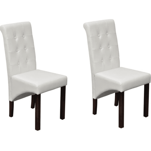 vidaXL Cadeiras de jantar 2 pcs couro artificial branco