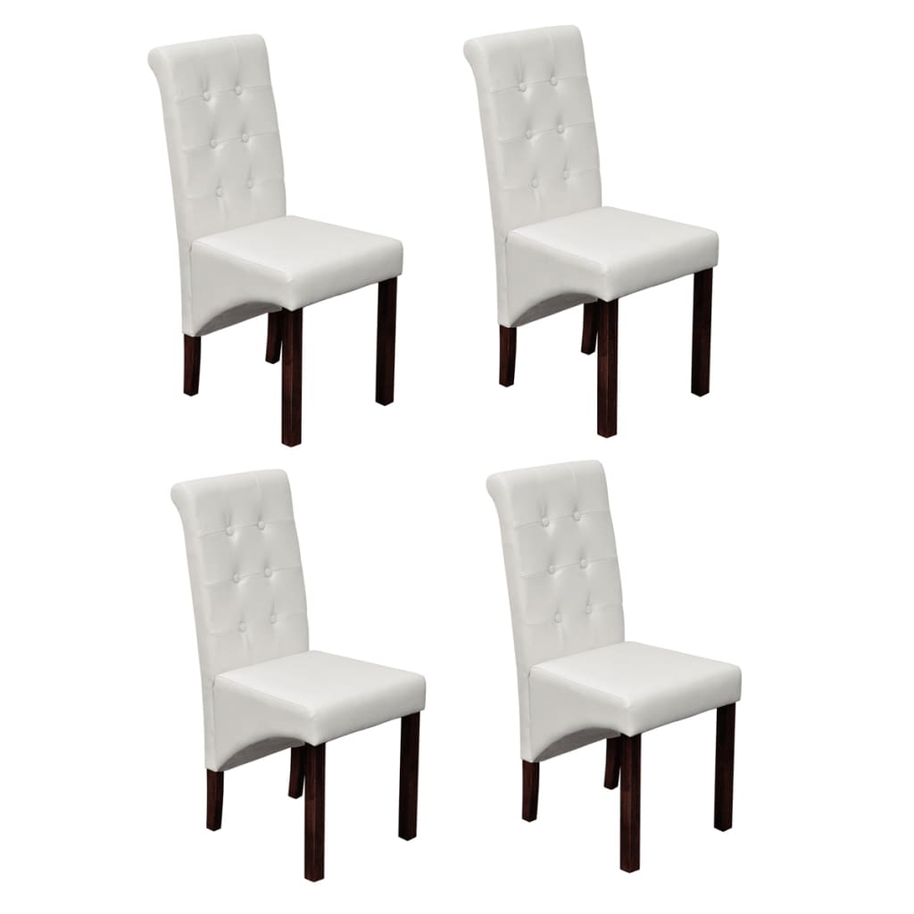 Vidaxl sillas de comedor 4 unidades cuero sintético blanco