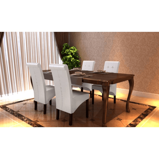 vidaXL Cadeiras de jantar 4 pcs couro artificial branco
