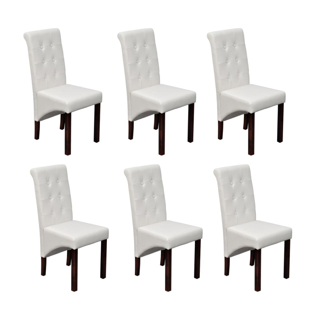 Vidaxl sillas de comedor 6 uds cuero sintético blanco