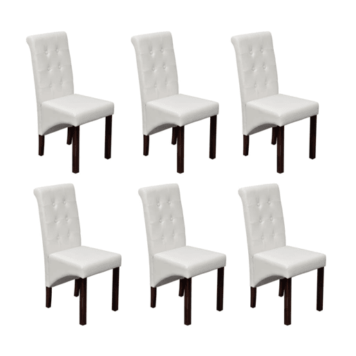 vidaXL Cadeiras de jantar 6 pcs couro artificial branco vidaXL Cadeiras de jantar 6 pcs couro artificial branco