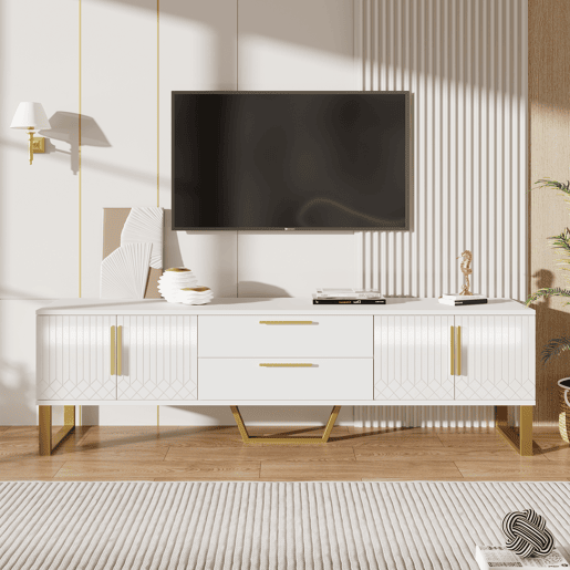 Móvel de TV 170cm de MDF com 4 portas e 2 gavetas,branco Móvel de TV 170cm de MDF com 4 portas e 2 gavetas,branco