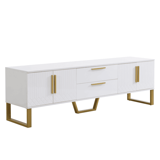 Móvel de TV 170cm de MDF com 4 portas e 2 gavetas,branco Móvel de TV 170cm de MDF com 4 portas e 2 gavetas,branco