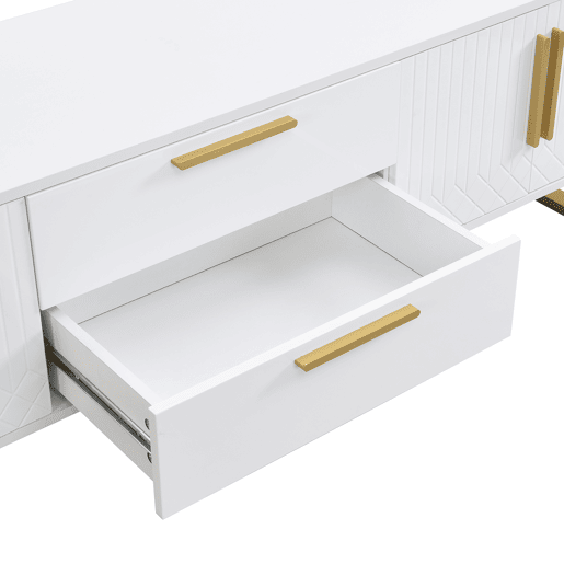 Móvel de TV 170cm de MDF com 4 portas e 2 gavetas,branco Móvel de TV 170cm de MDF com 4 portas e 2 gavetas,branco