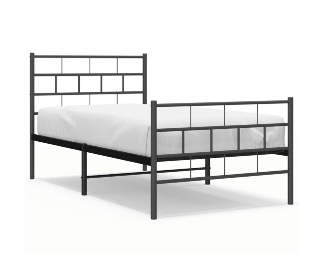Estructura de cama con cabecero y estribo metal negro 107x203cm con cabecero y pie de cama