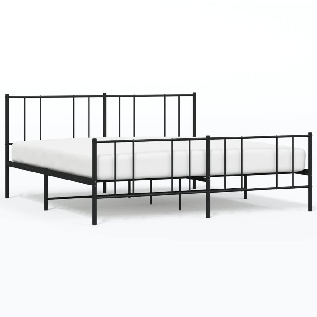 Estructura de cama cabecero y pie de cama metal negro 193x203cm con cabecero y pie de cama