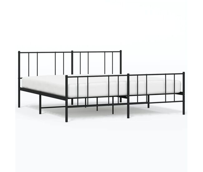 Estructura de cama cabecero y pie de cama metal negro 193x203cm con cabecero y pie de cama