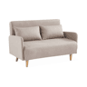 Sofá-cama com pernas de madeira de 2 lugares, Panam, Beige, 131x75x81 cm