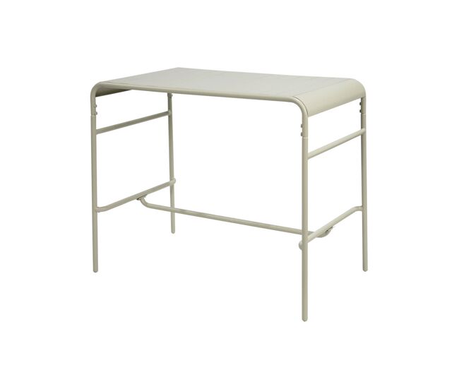 Mesa alta de jardín bistró de acero, 4 plazas, 120cm, amelia, beige, 120x70x95 cm
