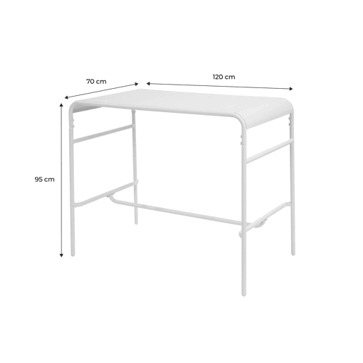 Mesa alta de jardim metálica, 4 lugares, Amelia 120cm, Beige, 120x70x95 cm