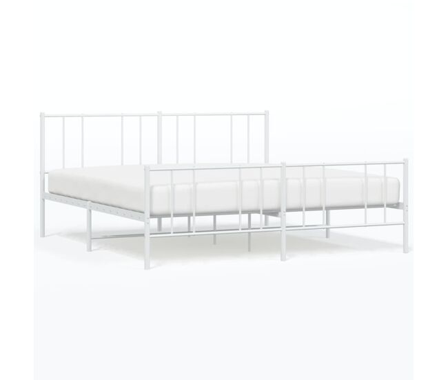 Estructura cama metal con cabecero y pie cama blanco 183x213 cm con cabecero y pie de cama
