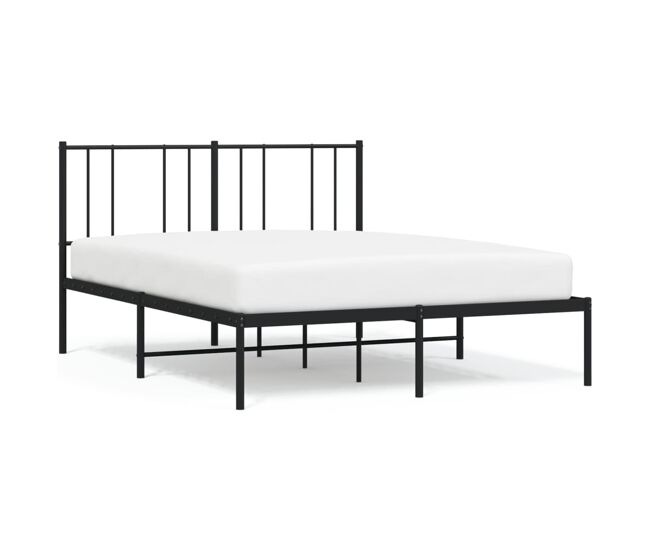 Estructura de cama con cabecero metal negro 160x200 cm con cabecero