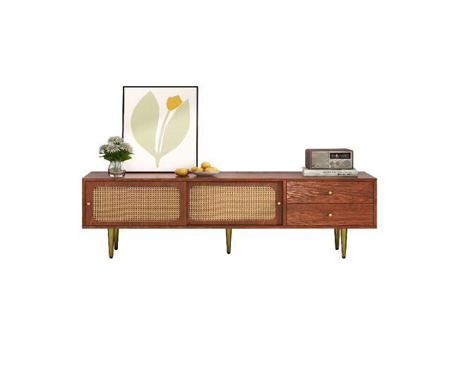 Mueble TV 160cm de MDF con 2 puertas y 2 cajones,nogal