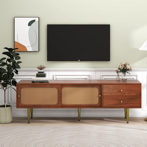 Móvel de TV 160cm de MDF com 2 portas e 2 gavetas,noz